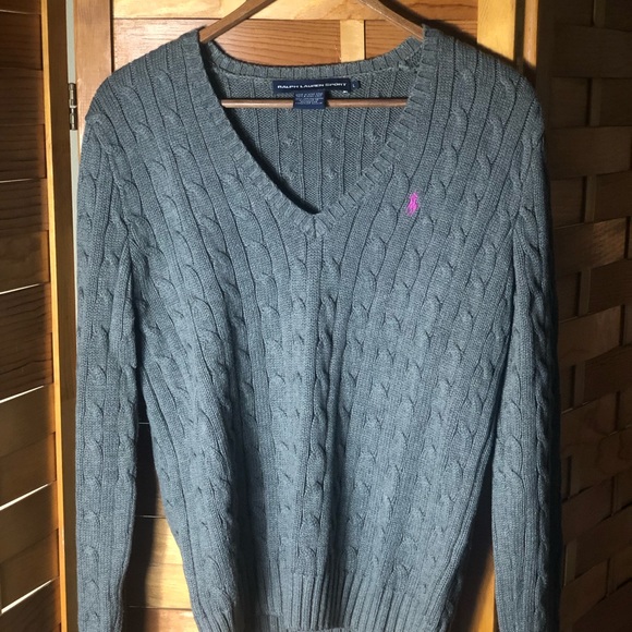 Polo Ralph Lauren Sweaters - Classic Ralph Lauren Polo cable-knit sweater in Grey with V-Neck